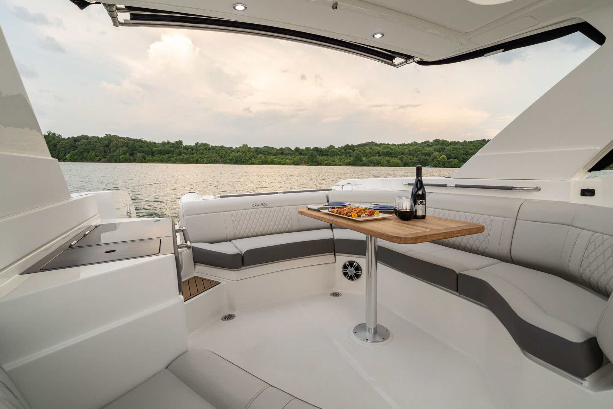 2024 SLX 350 cockpit wet bar cockpit seating table