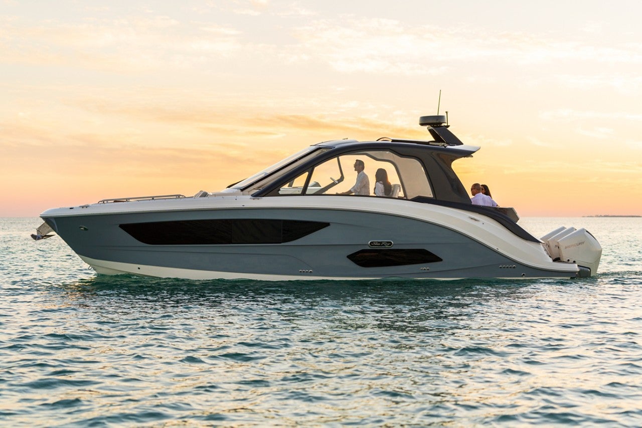 Family and friends on 2024 Sundancer 370 Outboard