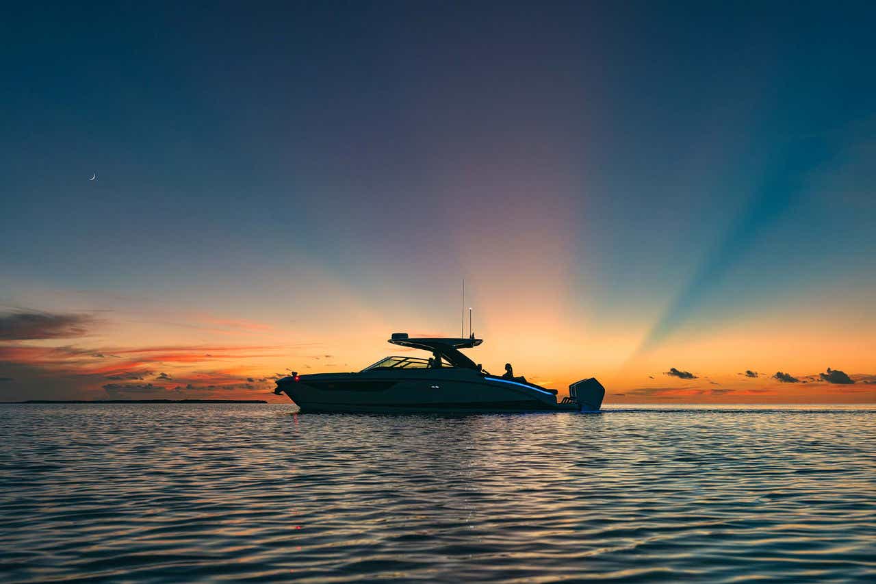 SLX 360 Outboard at sunset