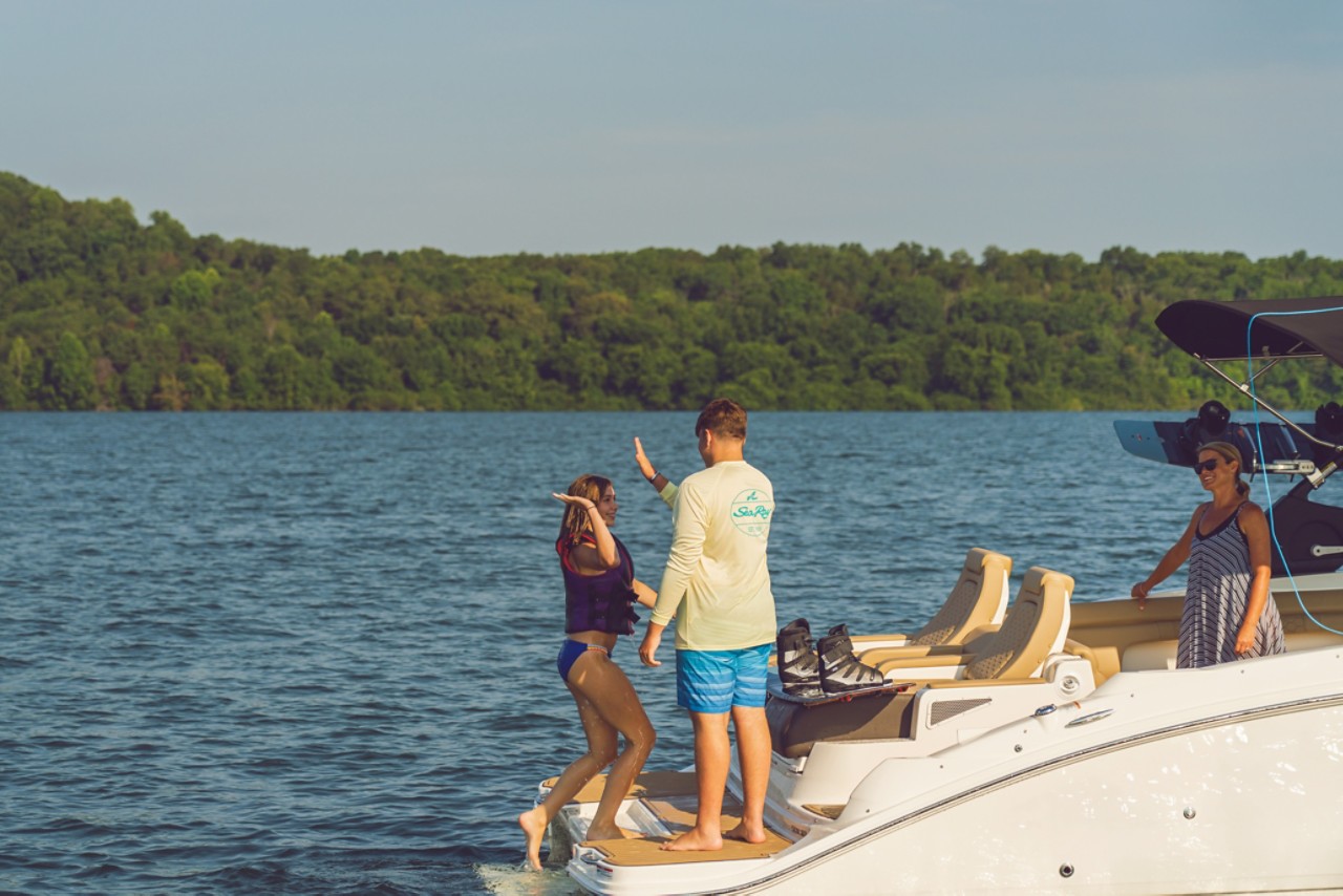 Family wakeboarding on 2024 SDX 290