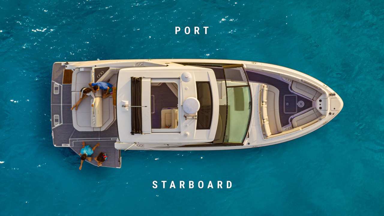 Overhead aerial with port and starboard logos