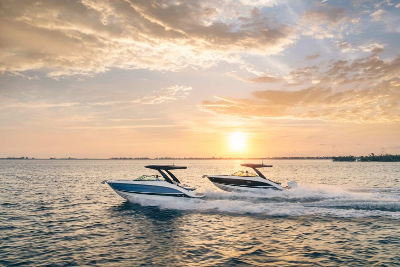 SLX 260 dual running outboard sterndrive sunset
